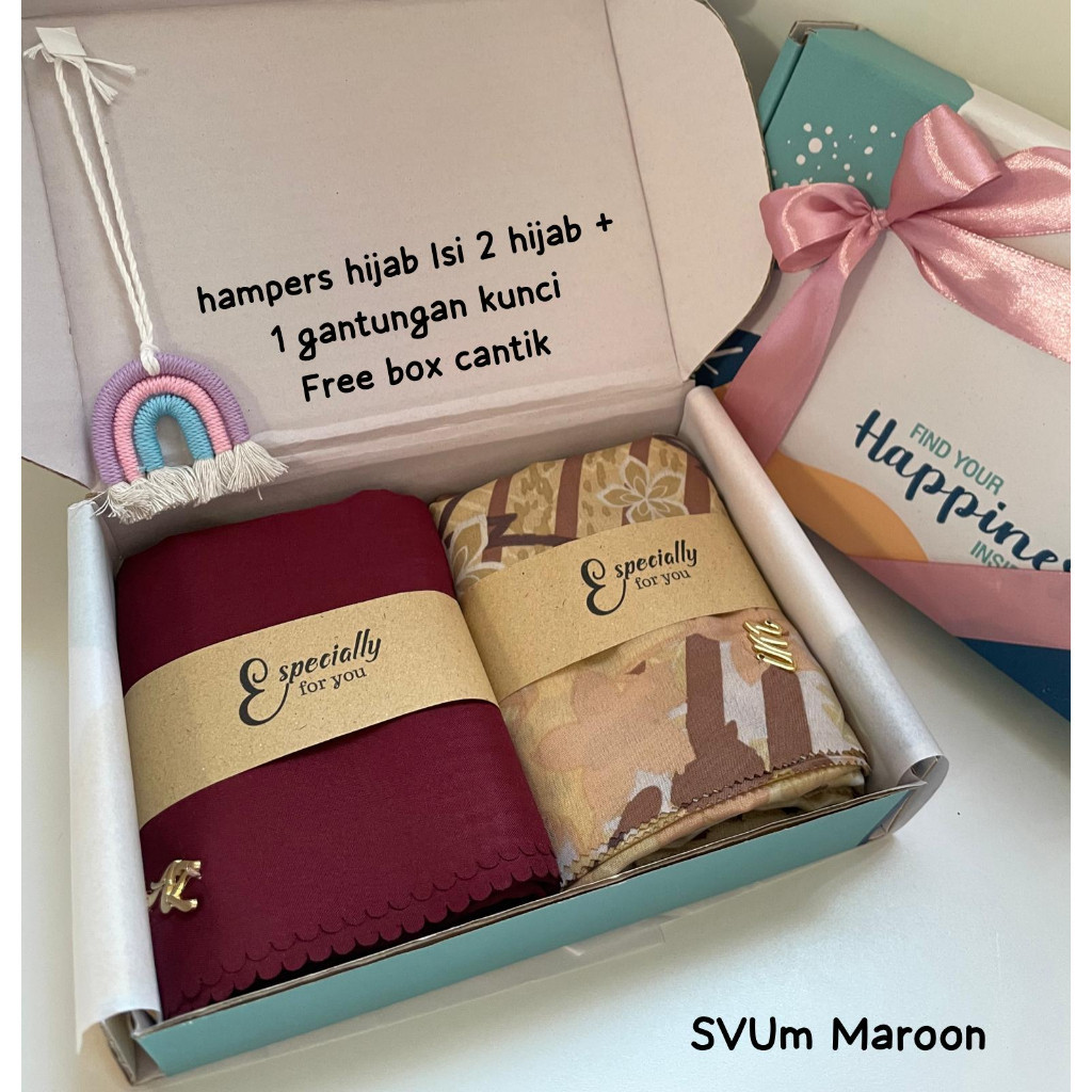 

Hampers Hijab / Hampers kado ulang tahun hampers wisuda / Birthday / hadiah wedding / hijab Motif segiempat/ Baru Mewah