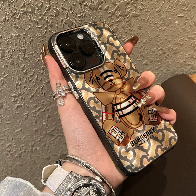 Hot Burberry toy bear Casing ponsel lipit berlapis listrik berkualitas tinggi cocok untuk iPhone 15 