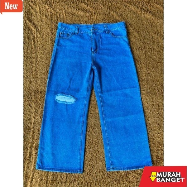 Celana panjang denim wanita- Jumbo Kulot Ripped Jeans Big Size Jumbo / Kulot Sobek Lutut 27-42