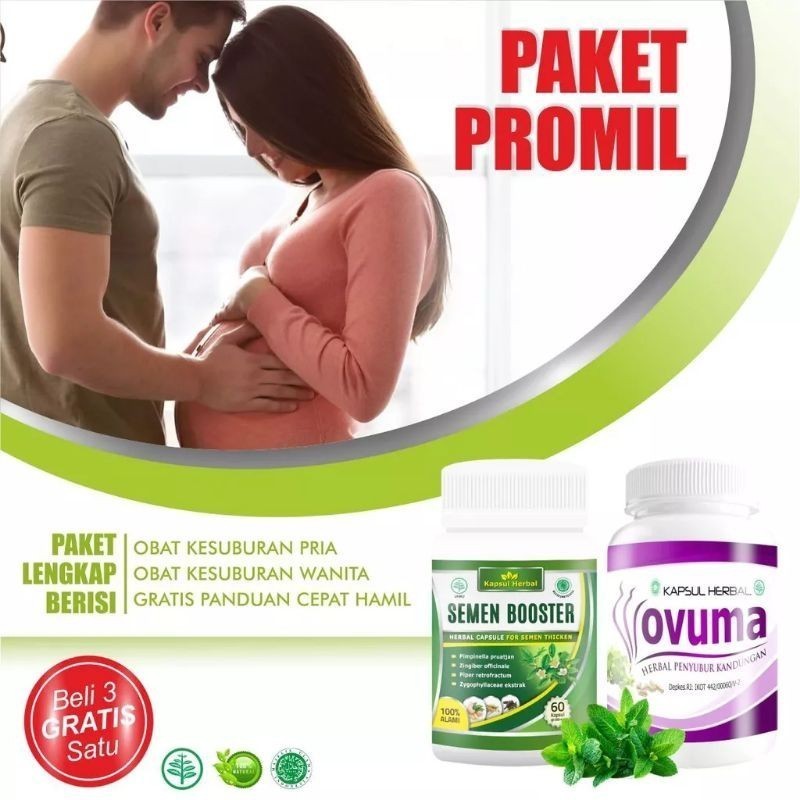 1 PAKET PROMIL Semen Booster-Ovuma Obat Penyubur Kandungan dan Rahim Wanita & Sperma Pria
