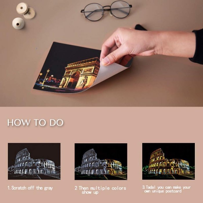 

4pcs Magic Scratch Painting Postcards Scratch Gliter Paint DIY - Set Alat Lukis