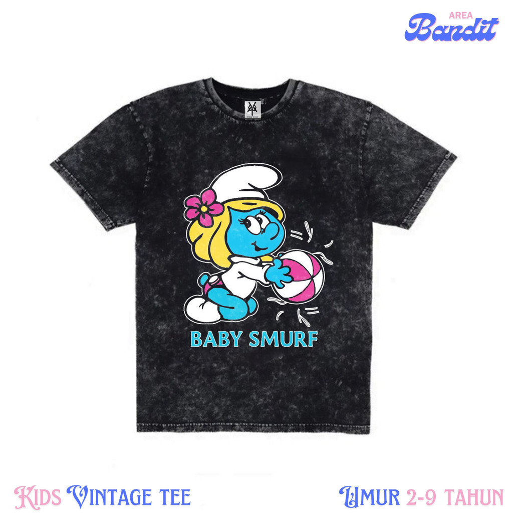 BANDITAREA "baby smurf" kaos anak washed | baju anak | kaos washing | kids vintage tee