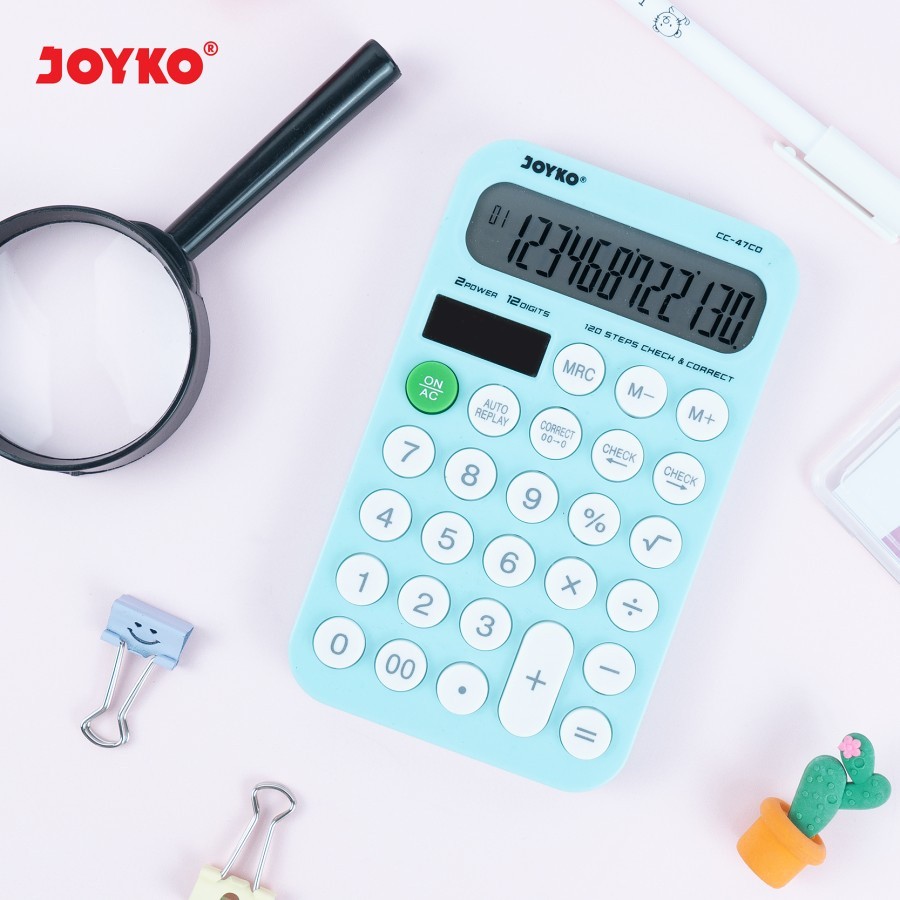

HJK Joyko Calculator CC-47CO / Kalkulator 12 Digits / Check Correct / Kalkulator Meja Kantor Office