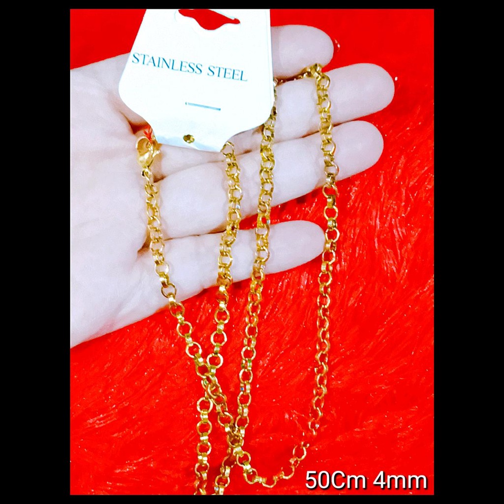 KALUNG Pria Titanium 4 lapisan Emas 50cm 5mm