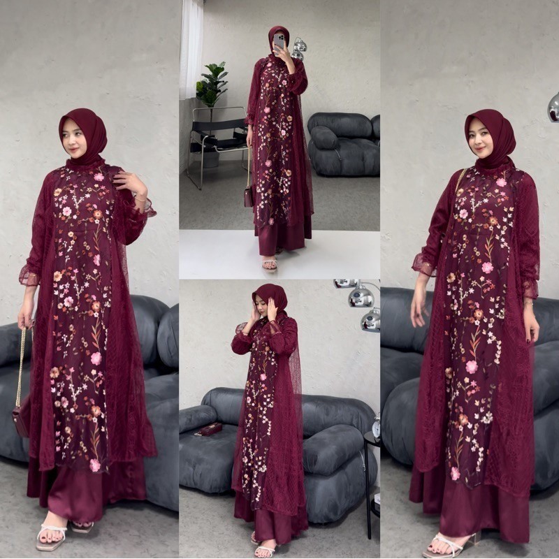 HANA DRESS OUTER KONDANGAN GAMIS BRUKAT TULLE GARDEN GAUN KONDANGAN MUSLIMAH MAXI DRESS MUSLIM