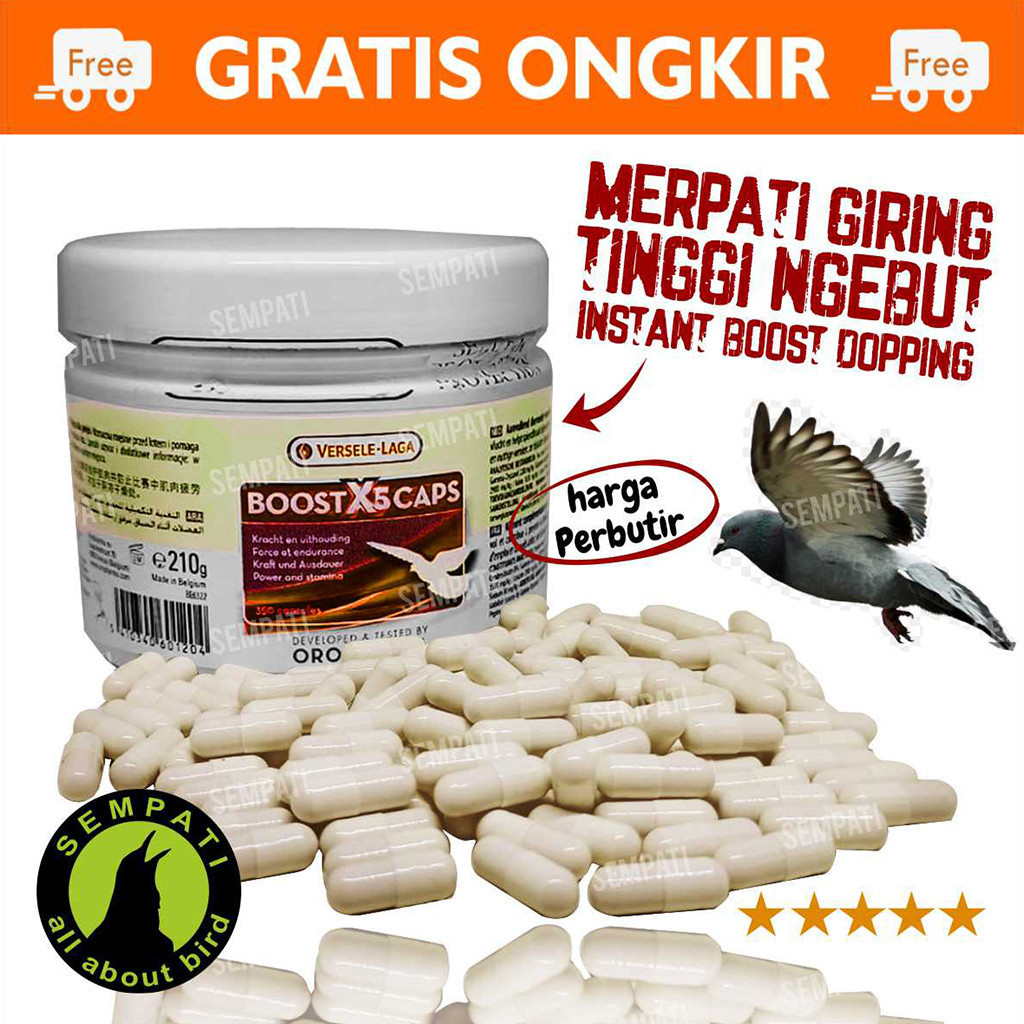 SEMPATI Boost X5 Caps Versele Laga Pil Vitamin Doping Burung Merpati Boostx5 Import Vitamin Kapsul B