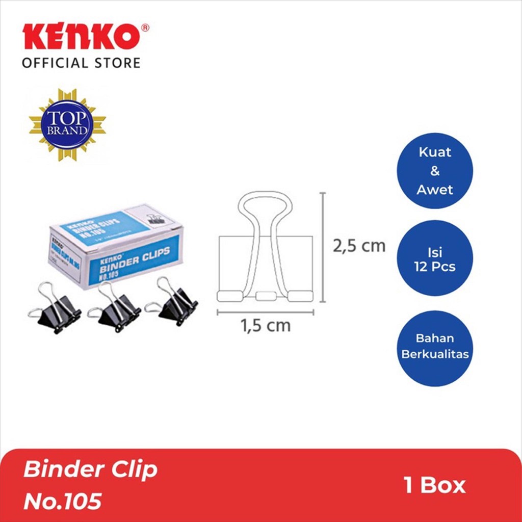 

VIVASHA Kenko Binder Clip Ukuran No.105/ 107/ 111/ 155 Original