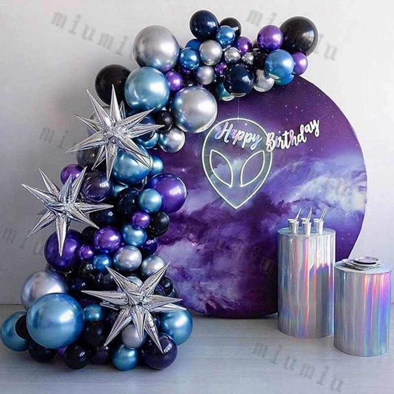 

Metallic Blue Silver Balloons Garland Arch Kit Starburst Foil Balloons Birthday Party Kids Baby Shower Party Decorations Wedding