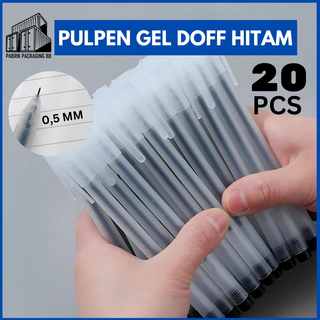 

20 PCS Pulpen Gel Ink Doff Bolpen Bolpoin Tinta Cair 0.5 MM Pena Sekolah ATK Transparan Buram