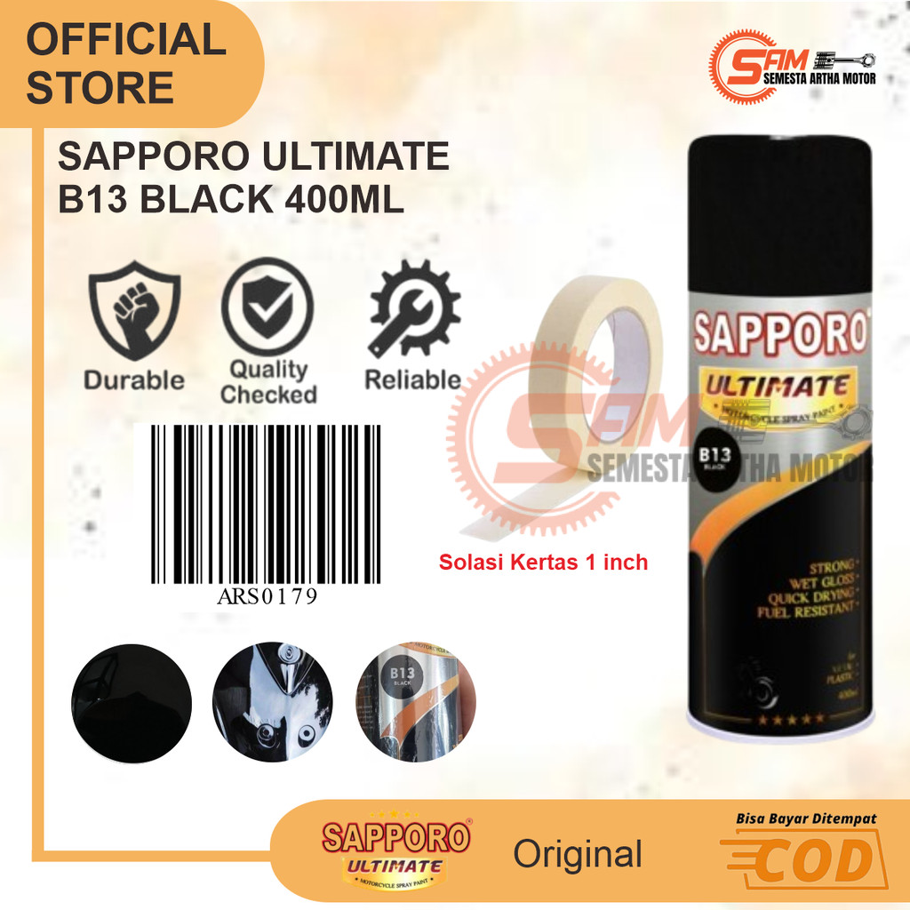 

Pilox Sapporo Ultimate Black B13 Cat Semprot Hitam Pilok Metal Aerosol Spray
