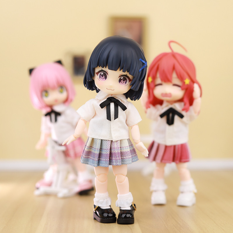 OB11 Doll Uniform Tie Shirt JK Striped Skirt Clothes School uniform, Student Set, JK Uniform, 12 poi