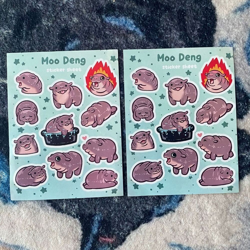 

Cute Waterproof Hippo Stickers Cartoon Self-adhesive Moo Deng Hippopotamus Stickers Decal Animal Scrapbook Paster Water Bottle