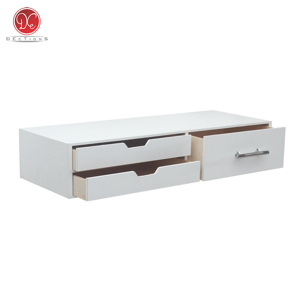 Dections Rak Dinding Ambalan 3 Laci 80x30cm Kotak Rias Makeup dengan Handle Minimalis