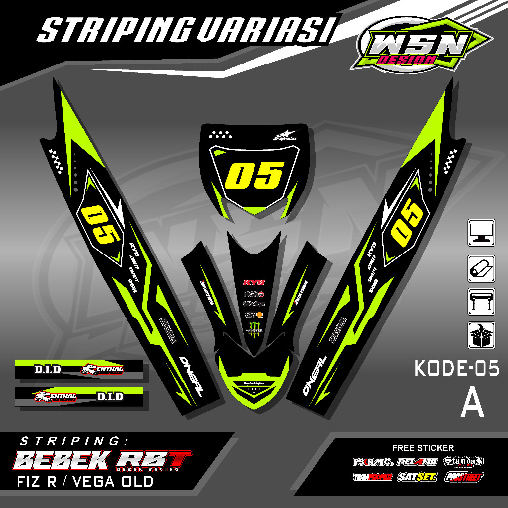 Sticker Striping  MOTOR FIZ R - VEGA OLD RBT BEBEK MODIF SUPERMOTO Desin Grafis Terlaris