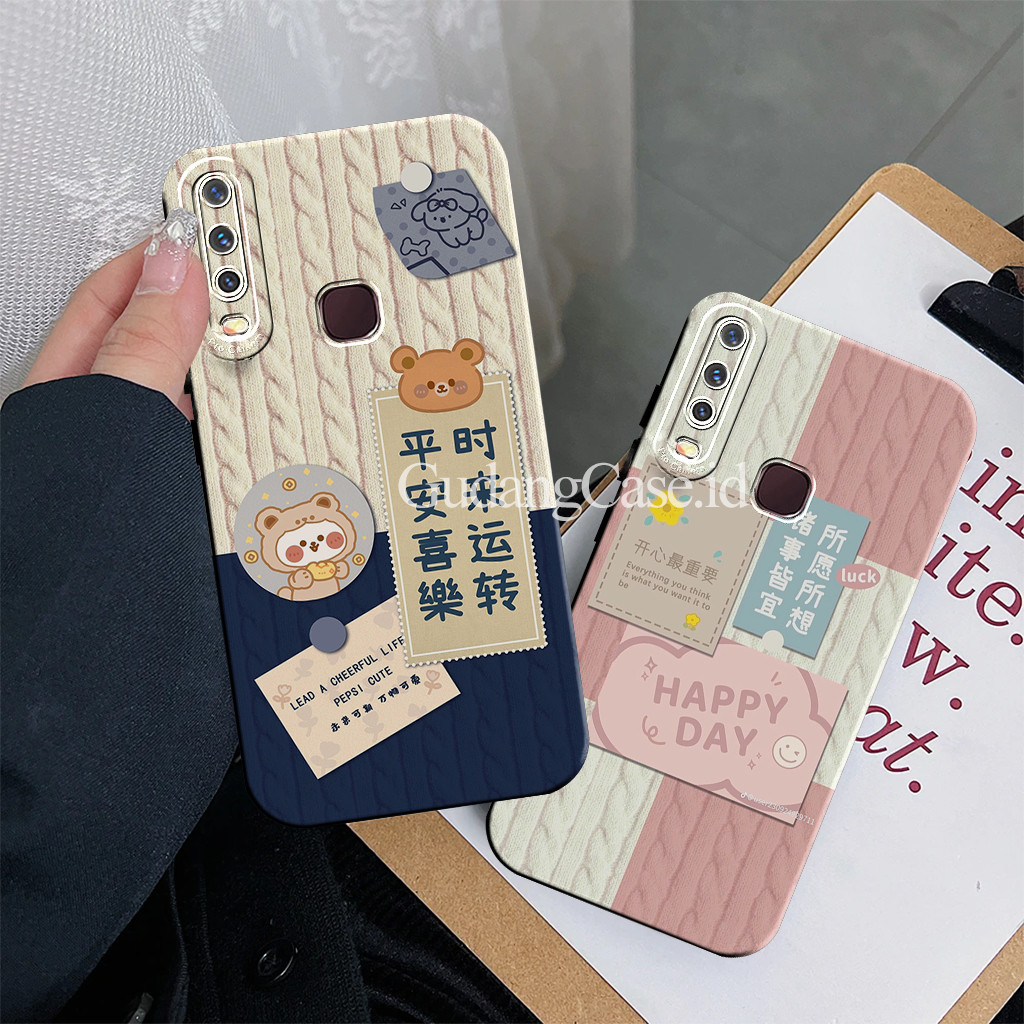 Soft Case Hp Vivo Y11/Y12/Y12i/Y15/Y17/Y19 Silikon Lentur Pelindung Kamera Motif Happy Day