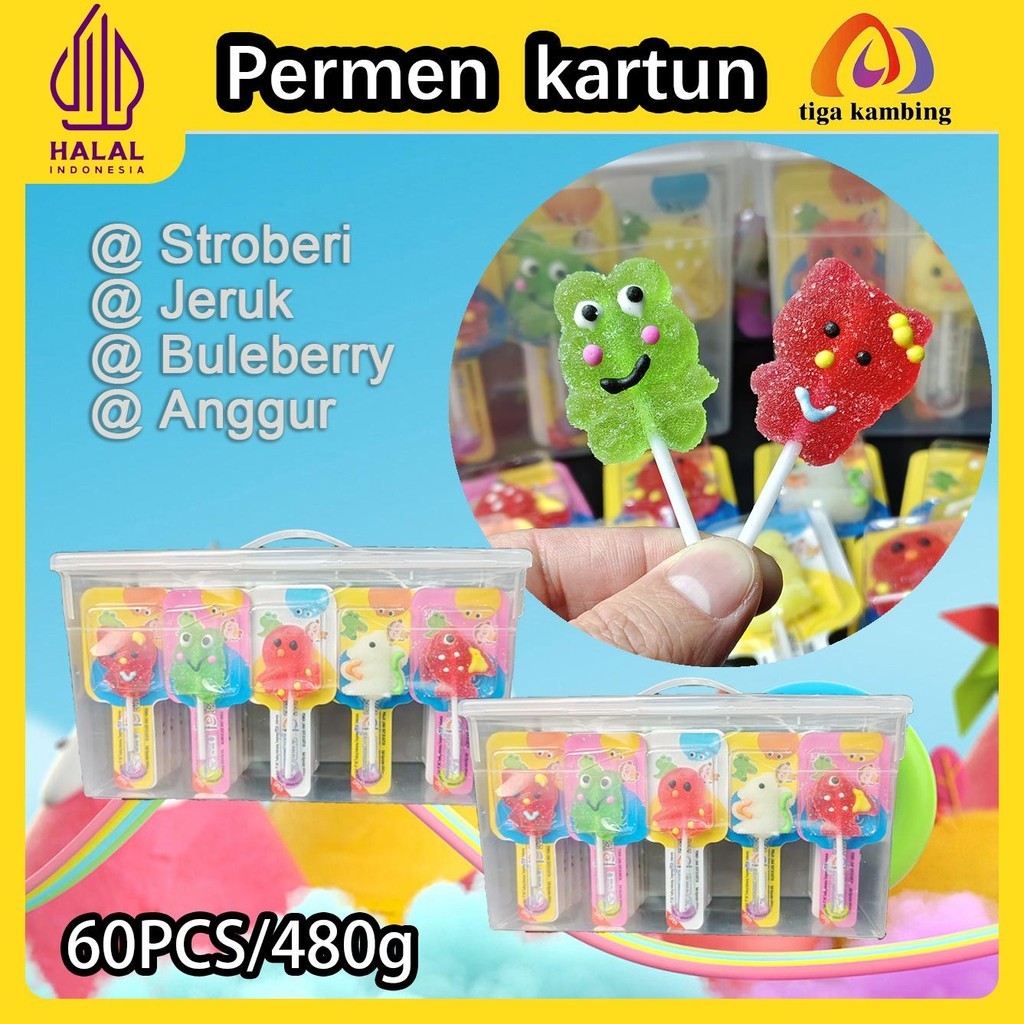 

[Halal] 1 Box 30 Pcs Permen Kartun Rasa Stroberi Jeruk Manis Apel Hijau Anggur Lemon Camilan Halal Cocok untuk Relaksasi dan Kumpul Kumpul Dikemas Praktis Snack Food Cemilan Kering Viral 2025 Recommended Murah Enak Halalan Toyyiban