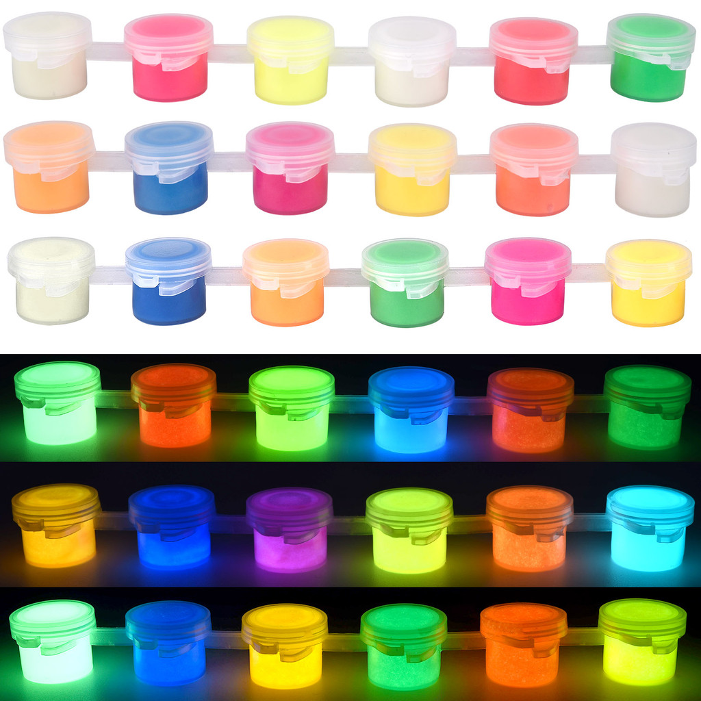 

6 Colors One Piece Fluorescent Pigment Luminous Paint Epoxy Resin Pigment Glow In Dark Acrylic Paints DIY Festival Party Supplie