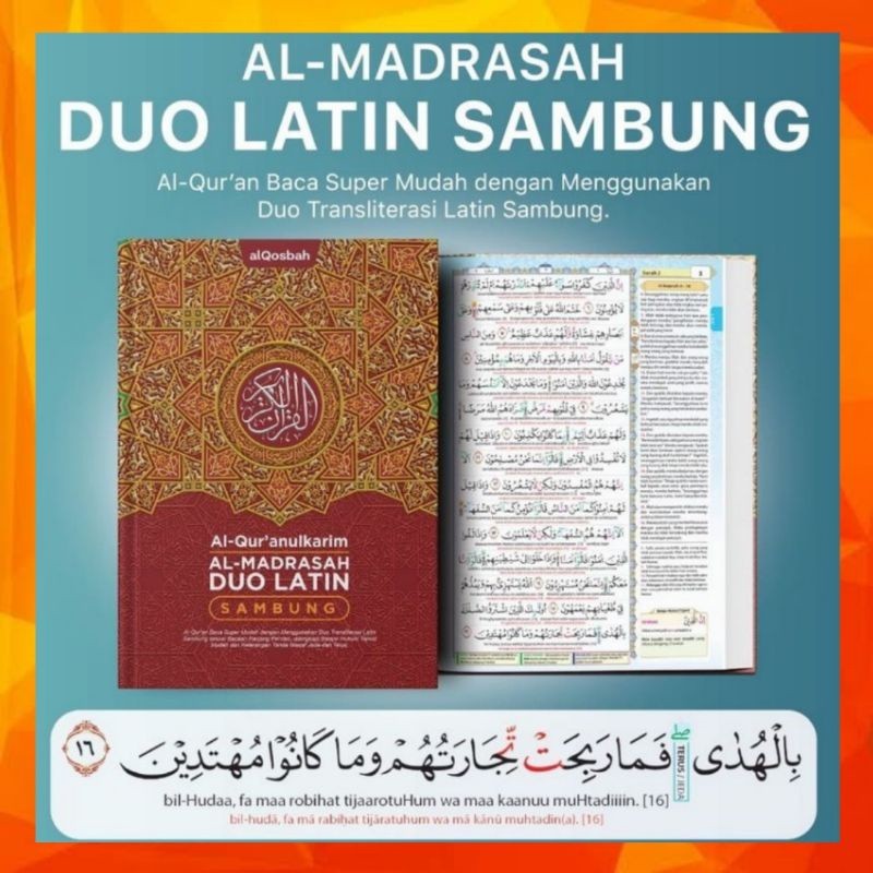Al Quran Duo Latin Sambung Besar Jumbo A4 Al-Madrasah Duo Latin Sambung - Alquran Duo Latin Sambung 