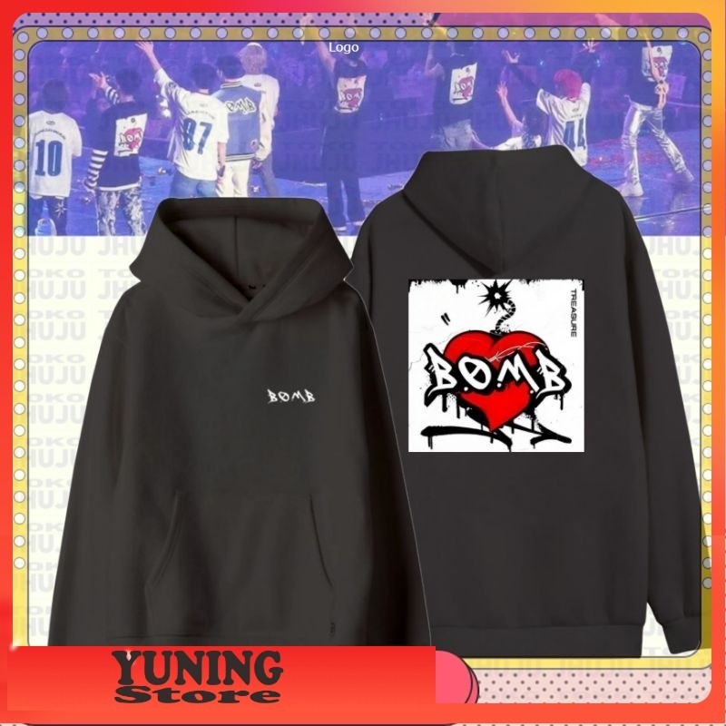 YS Hoodie Jumper Junkyu Treasure Teume Love Bomb Printing BLKNG
