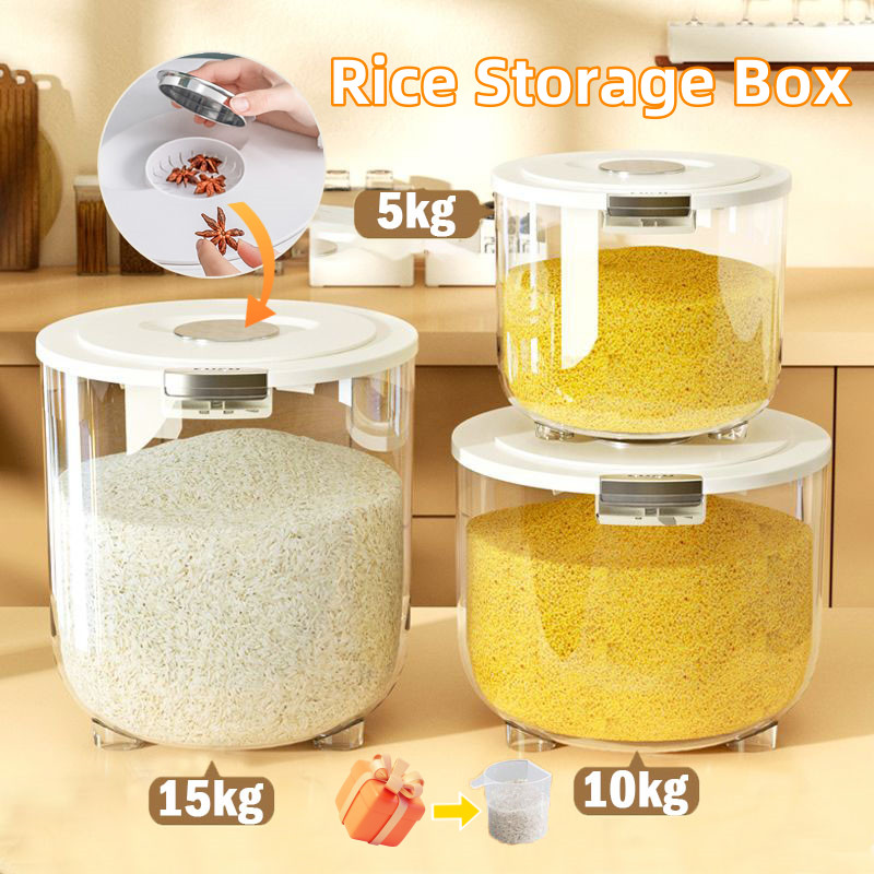 5/10/15KG Rice Storage Box/Kotak beras transparan/Wadah Beras Kontainer beras /Sereal Storage Kotak/