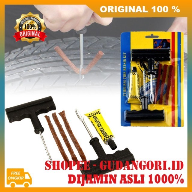 Tire Repair Kit Alat Tambal Ban Tubles Alat Penambal Ban Mobil Motor Paket Tambal Ban ORIGINAL