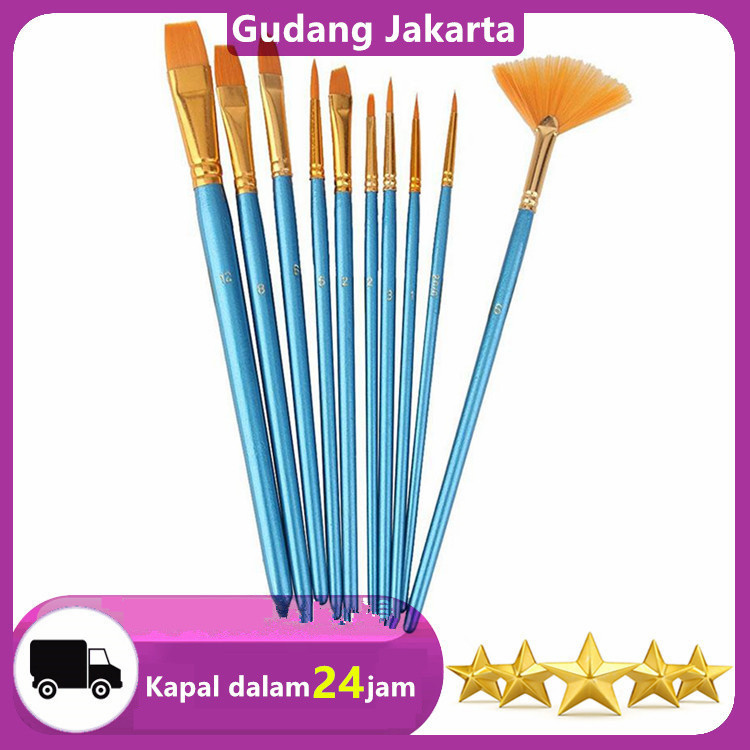 

10 Pcs Kuas Lukis Set Kuas Art Brush Set 1103-1