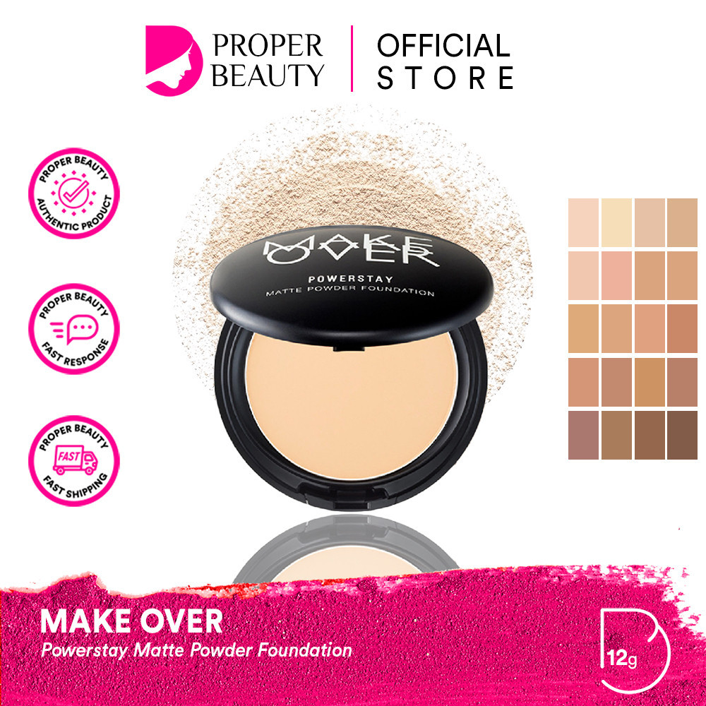 MAKE OVER Powerstay Matte Powder Foundation Indonesia / Bedak Padat 12g / Oil Control Stay Up To 12H