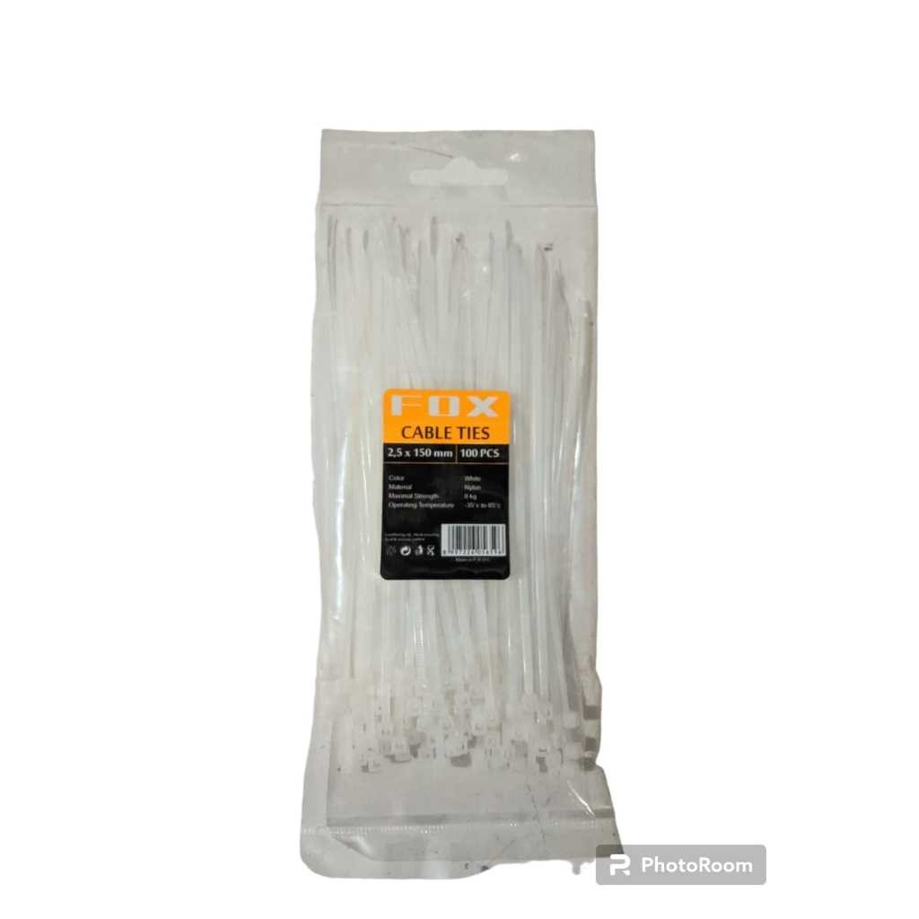 

Kabel Ties Fox Putih 2.5 x 1500mm (15cm) / 3.6 x 250mm (25cm) Satu Pack Isi 100 Pcs
