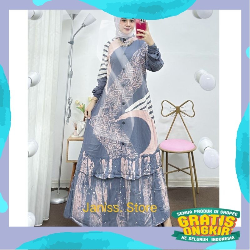 Gamis Twill Rayon Cap Malaman Gamis Jumbo LD 130/Gemoy