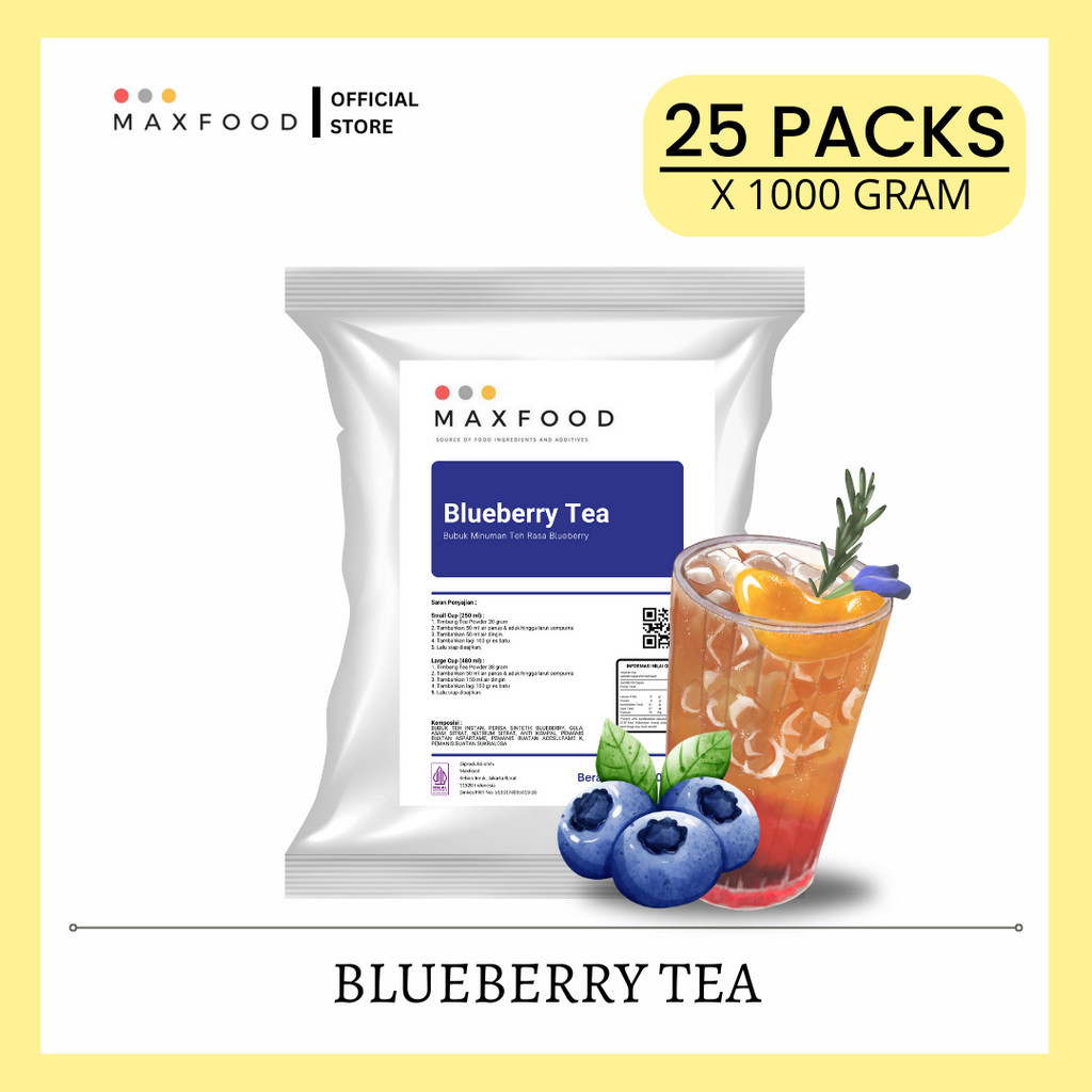 

MAXFOOD - [25KG] Blueberry Tea Powder Drink / Bubuk Minuman Teh Rasa Blueberry