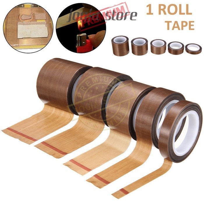 Lakban Teflon Tape PTFE Coklat Tahan Panas 300C Isolasi Kertas Kain Selotip Heat Resistance 10/20/30