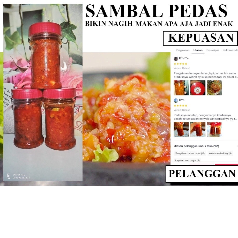 

SAMBAL PEDAS EXTRA HOT KEMASAN BOTOL 150 GRAM KUALITAS CABAI PILIHAN