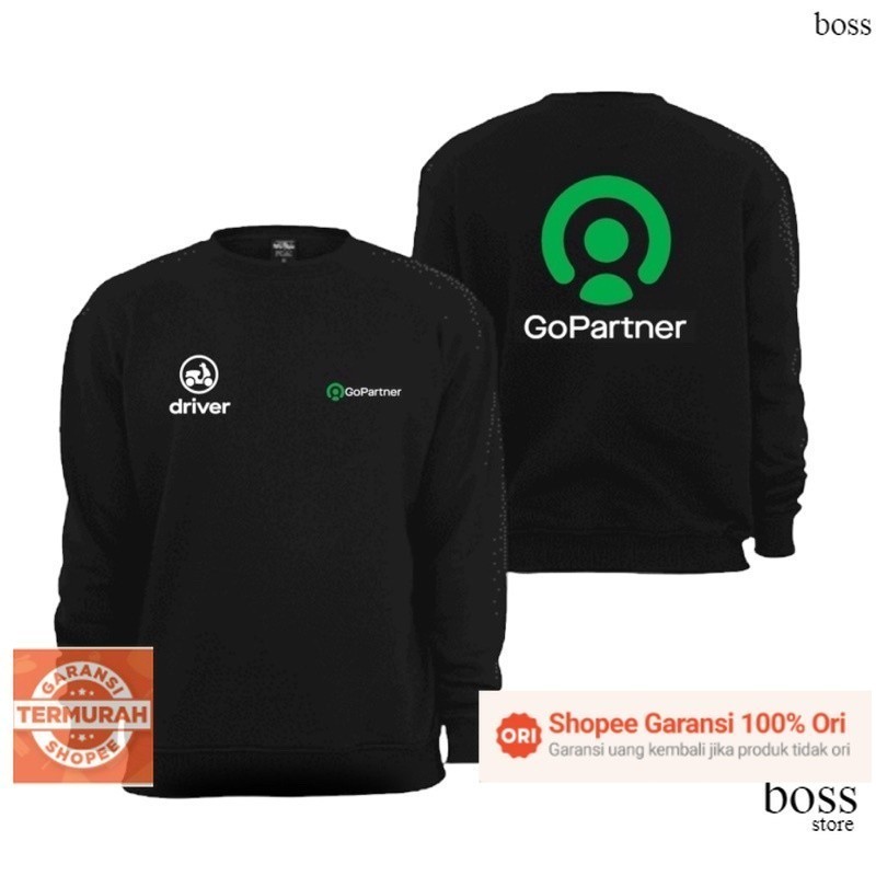 JAKET SWEATER GOPARTNER HITAM TERBARU JAKET CUSTOM SABLON