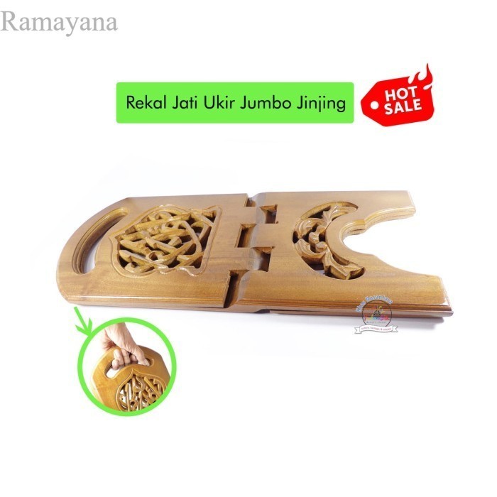 

Rekal Kayu Jati Ukir Jumbo Model Jinjing| Rehal | Meja Tadarus Qur'an murah