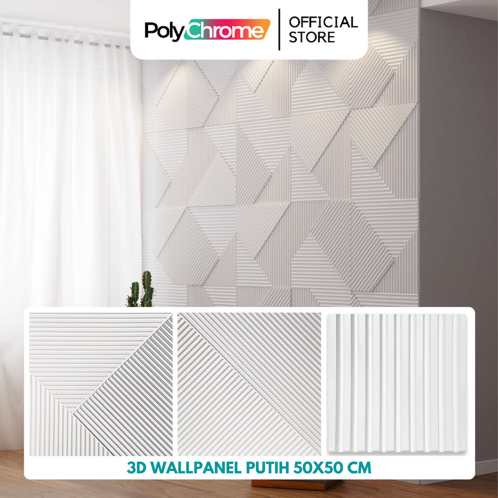 3D Wallpanel 50x50 cm Putih White Dinding PVC Solid Wallpaper Dinding Dekorasi Premium Wall Panel Estetik Klinik Cafe Kantor Menka Anti air Anti Lembab Tahan Almira ID Tridee Royal Tailing