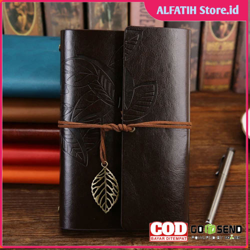 

PHANTACI Buku Catatan Binder Kulit Retro Leaf Kertas B7 - BSD666 - Coffee - OMOT2LCF