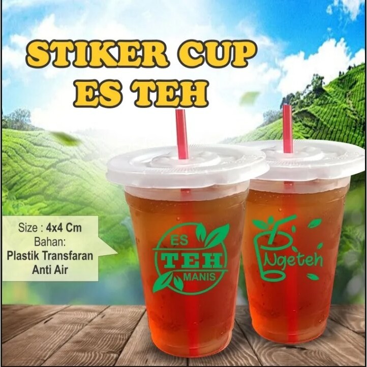 

Stickers minuman transparan ES TEh isi 100 pcs stiker