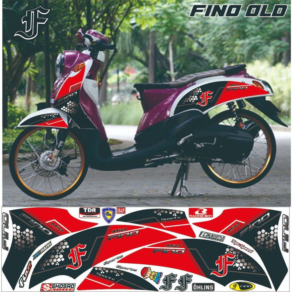 COD/ VARIASI STIKER VARIASI MOTOR MIO FINO OLD CARBU STIKER FINO KARBU VARIASI STRIPING FINO STICKER