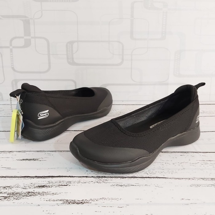 SEPATU WANITA SKECHERS MICRO BURST//SEPATU FLAT//SEPATU BALET/SKECHERS - Hitam, 36