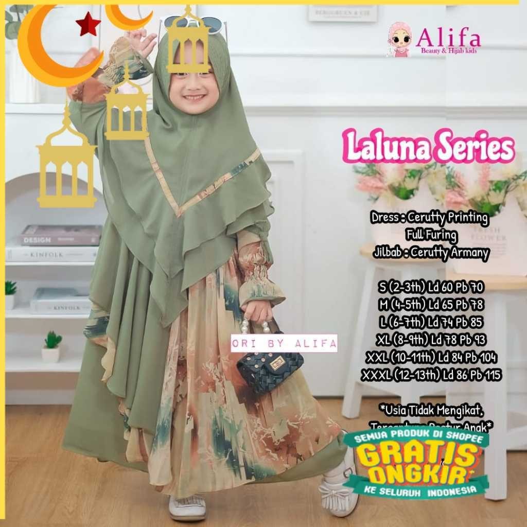 Shopakids Laluna Dress kids | Gamis Terbaru 2023 Viral Anak Perempuan Usia 2 3 4 5 6 7 8 9 10 11 12 