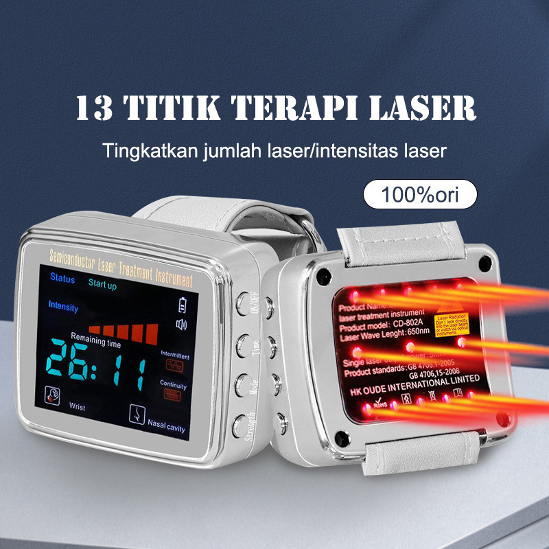 Jam tangan Terapi laser 12/13/15 titik laser fisioterapi untuk diabetes kolesterol darah tinggi dara