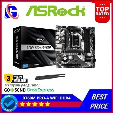 ASRock B760M PRO-A WIFI DDR4 (Intel LGA 1700, B760, DDR4)