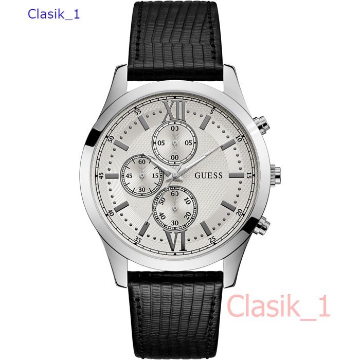 Original 100% GUESS W0876G4 Hudson - Jam Tangan Pria - Kulit Hitam