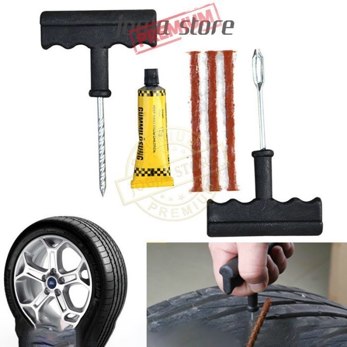 Set Peralatan Tambal Ban Mobil Sepeda Motor Tubeless Alat Tambal Ban