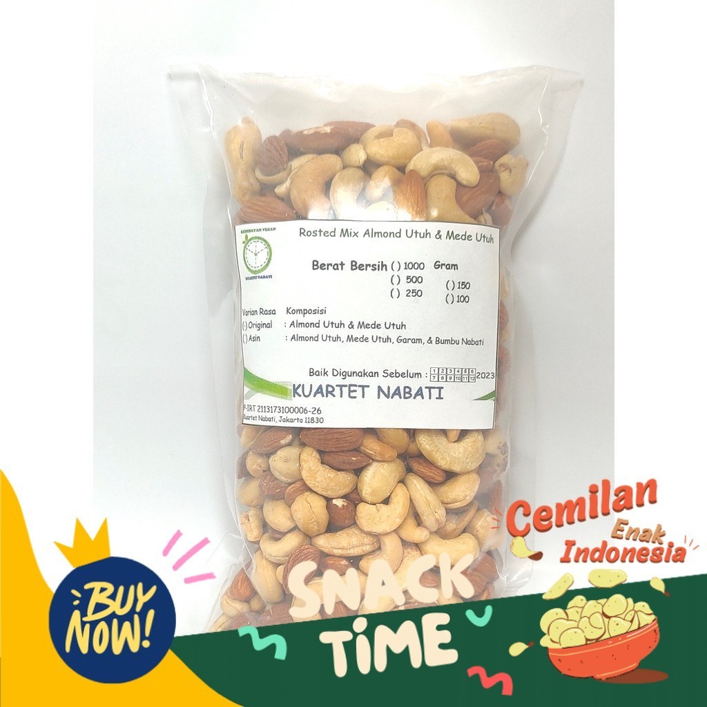 

Special Diskon 500gr Mix Roasted Almond Utuh dan Mede / Cashew Utuh Varian Rasa Original/ Asin