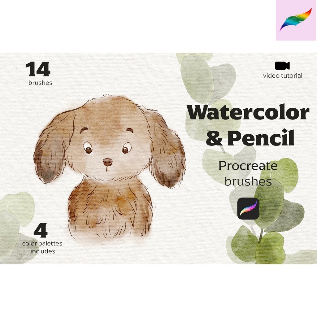 

Brush Procreate - Watercolor & Pencil Brush Procreatees with Watercolor Paper & Color Palette