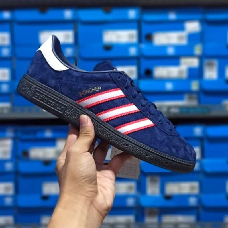 Bisa Cod Adidas Munchen Navy Edge - Adidas Munchen Edge Deep Blue Soft Red OG Exclusive Adidas Munch