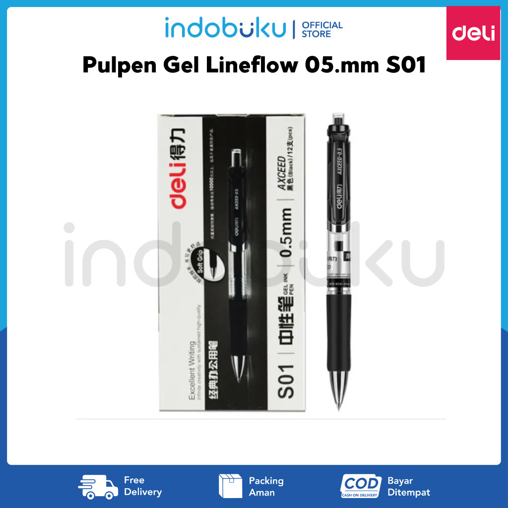 

Pulpen Gel Lineflow Deli 05.mm Black S01 (1Pack Isi 12pcs)