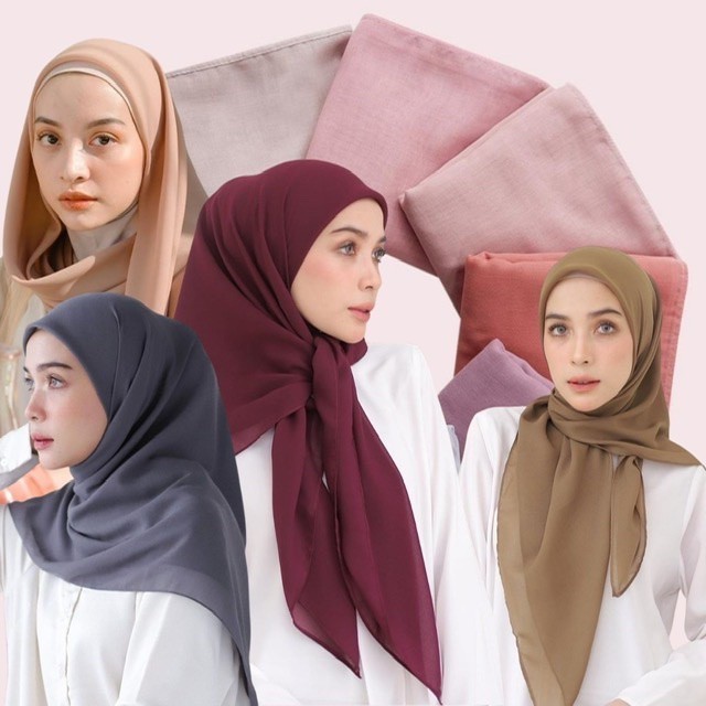 Kerudung Segiempat Paris Jadul Varisha || Red Rose || Azara