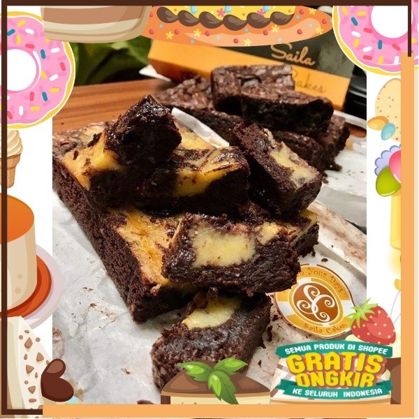 

Fudgy Cream Cheese Brownies Homemade Halal Saila Cakes Sajian Ramadhan - Lebaran Gift / Oleh Oleh Bandung/ King J Snack